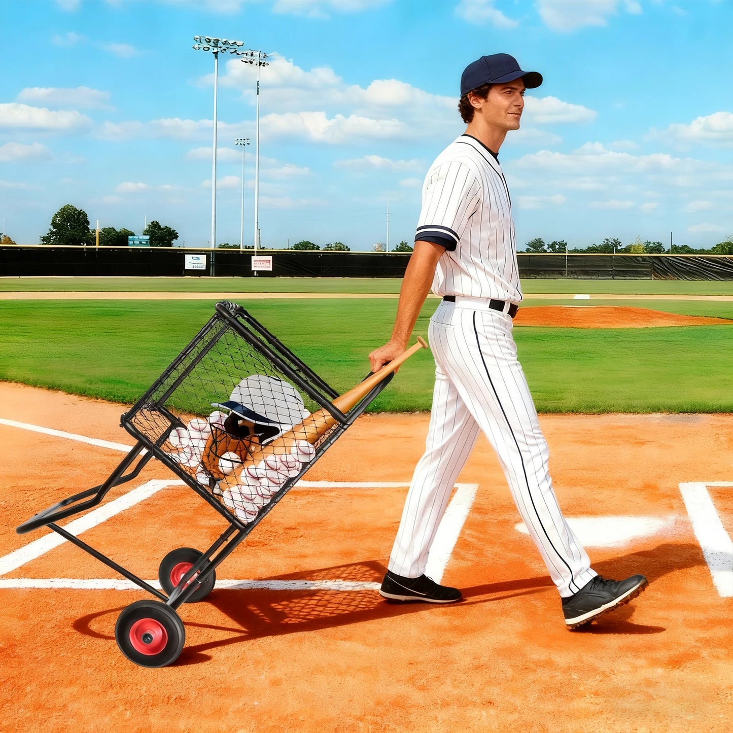 Heavy Duty Rolling Baseball Cart For Softballs And Basketballs