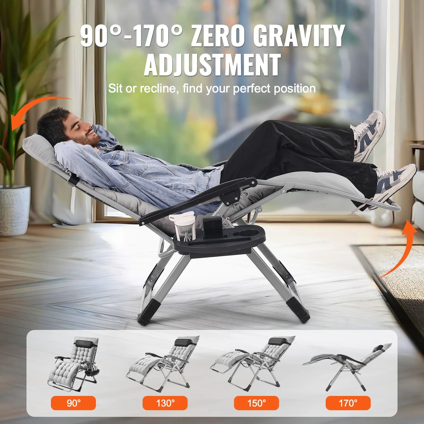 SucceBuy Zero Gravity Chair Recliner With Footrest And Cupholder