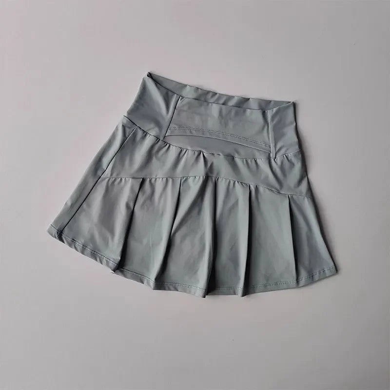 Women's High-Waisted Skort With Inner Lining For Yoga Fitness