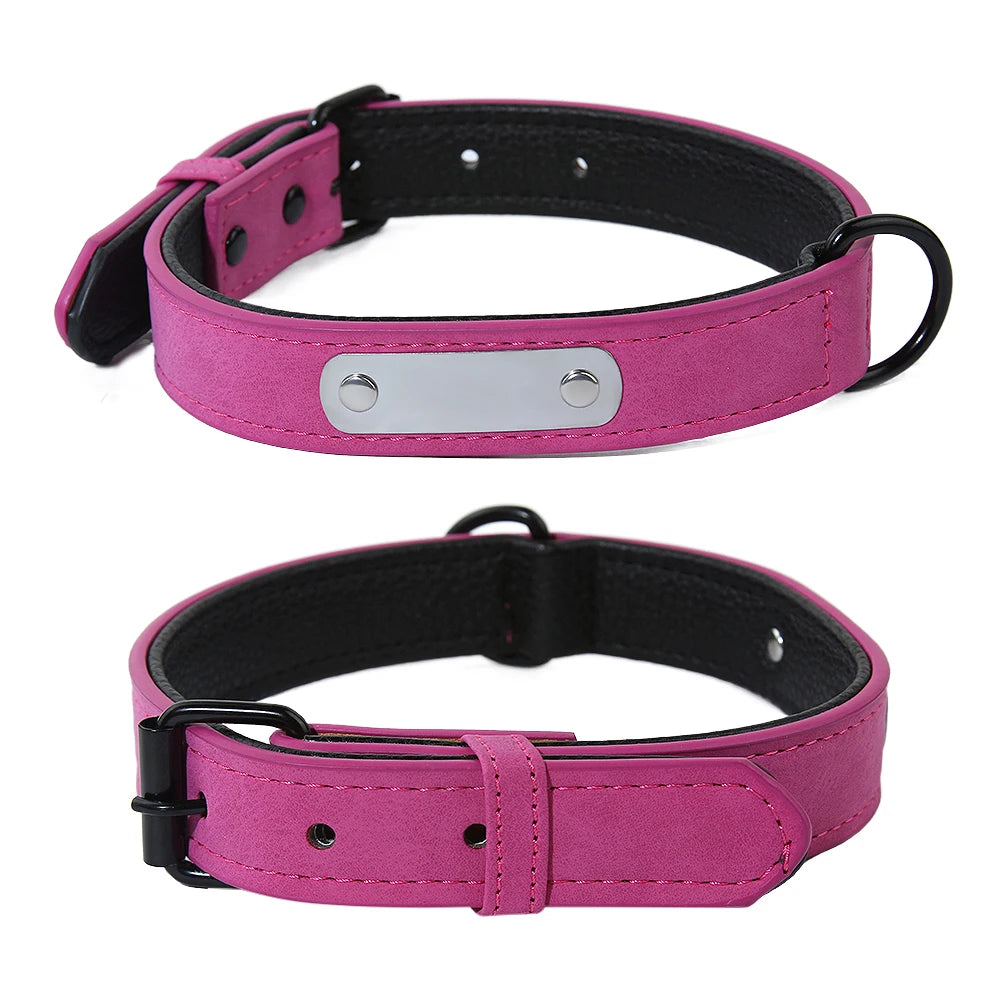 zPetsDating Leather Dog Collar And Leash Set Personalized