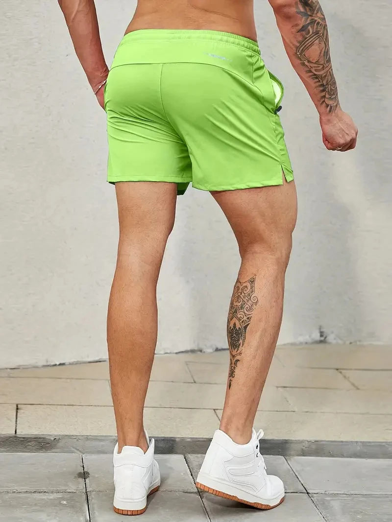 Men's Beach Shorts Elastic Waist Pockets Polyester Casual