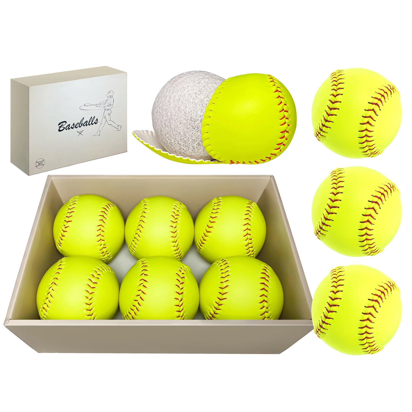 Six Pack Softball Practice Balls For Youth And Adults