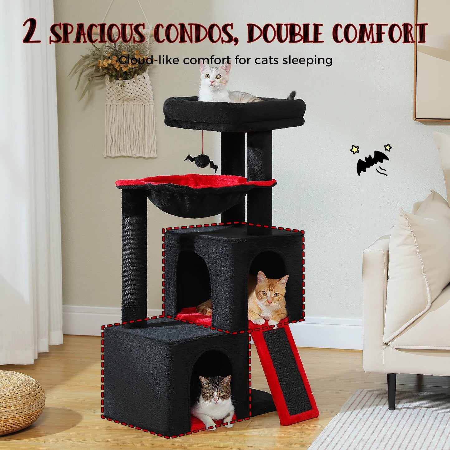 PEQULTICN Multi Level Cat Tower With Sisal Scratching