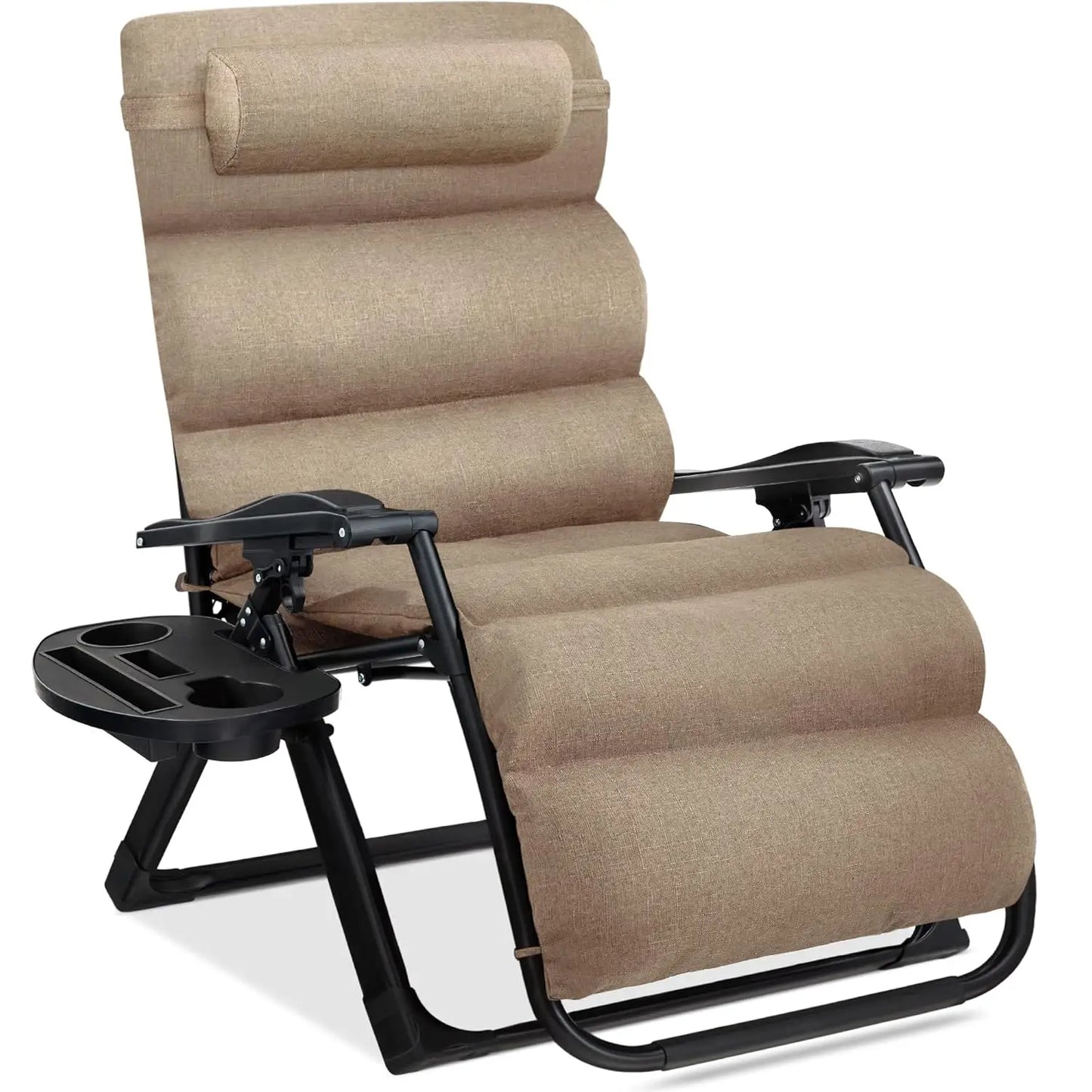 Zero Gravity Patio Chair With Removable Plush Cushion And Cup Holder