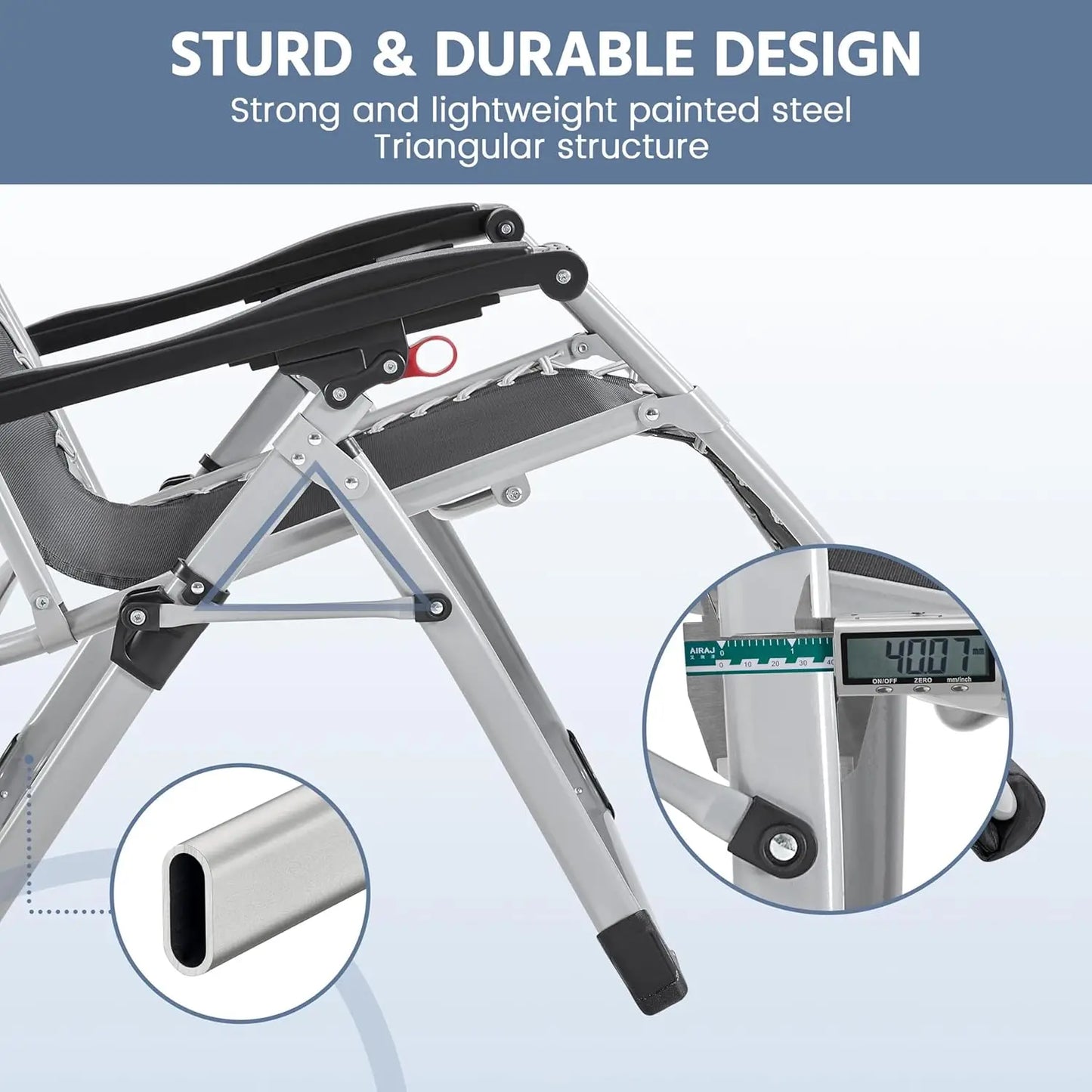 Zero Gravity Chair With Removable Pad And Headrest Cup Holder