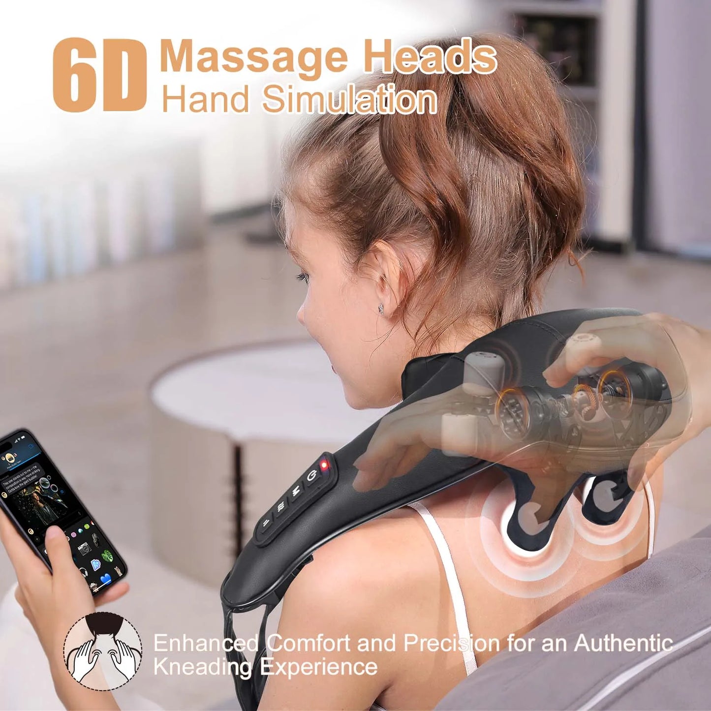 MASGREE Shiatsu Cordless Back Neck Shoulder Massager With Heat