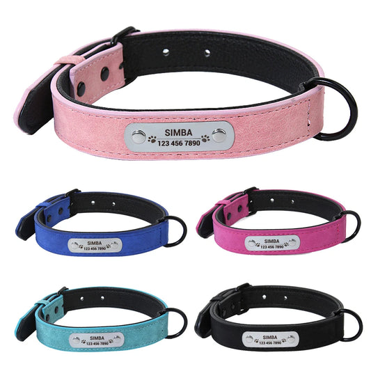 zPetsDating Leather Dog Collar And Leash Set Personalized