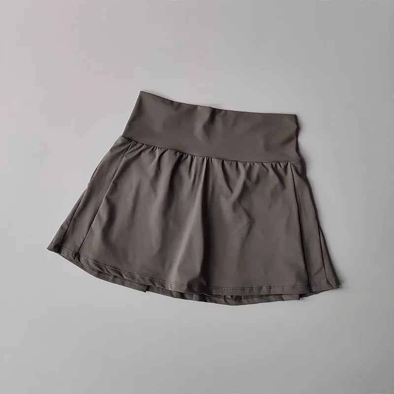 Women's High-Waisted Skort With Inner Lining For Yoga Fitness