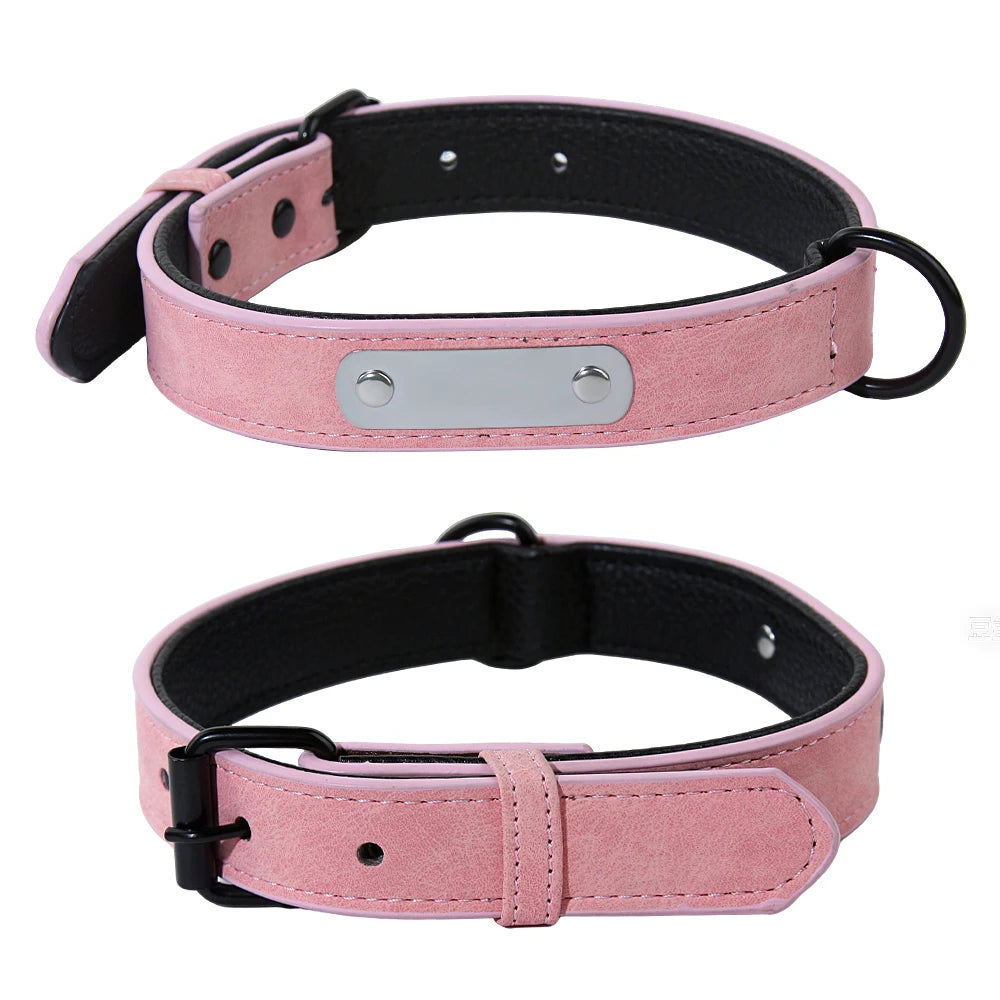 zPetsDating Leather Dog Collar And Leash Set Personalized