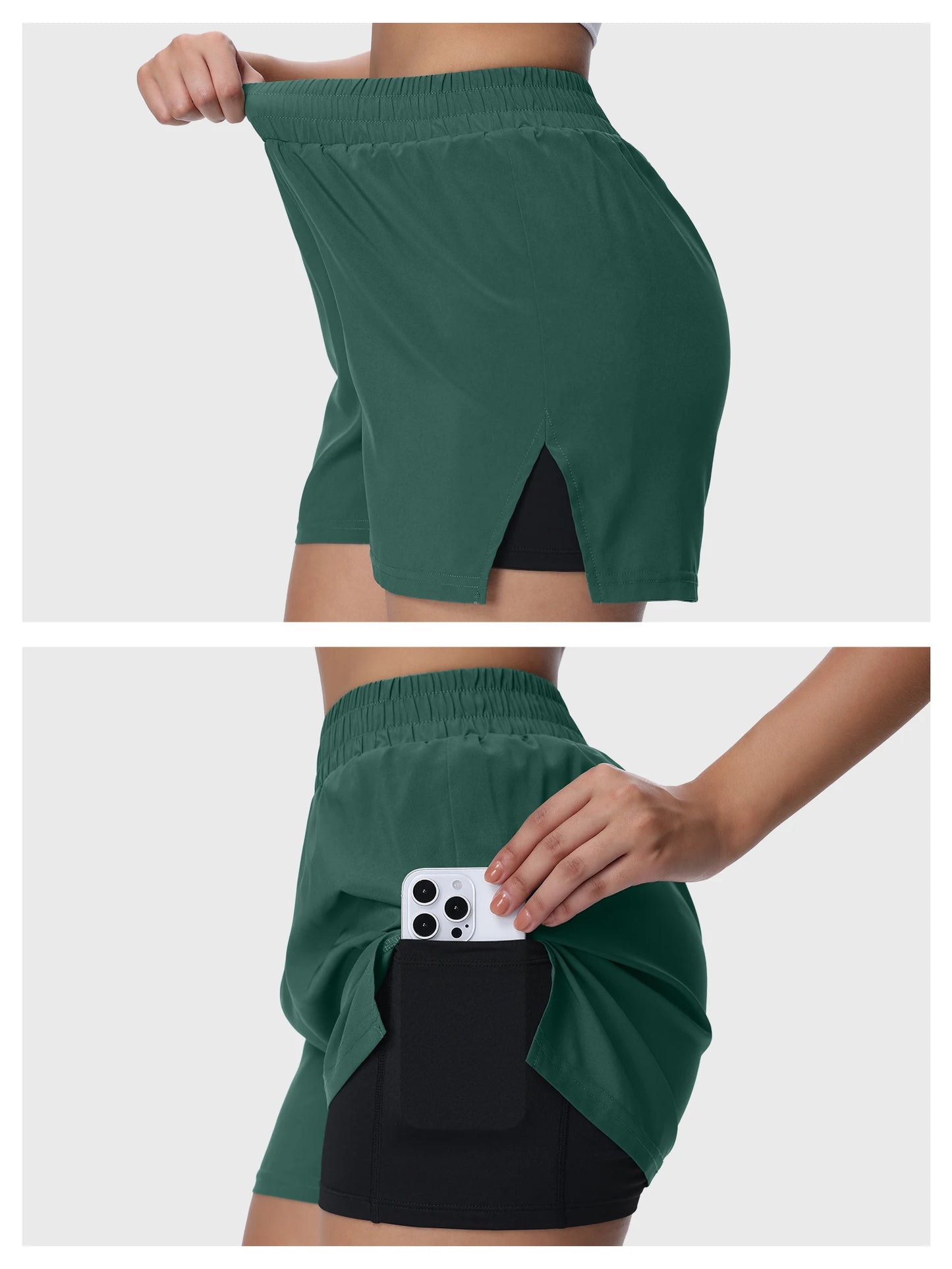 Women's Split Sports Shorts with Liner for Running and Yoga