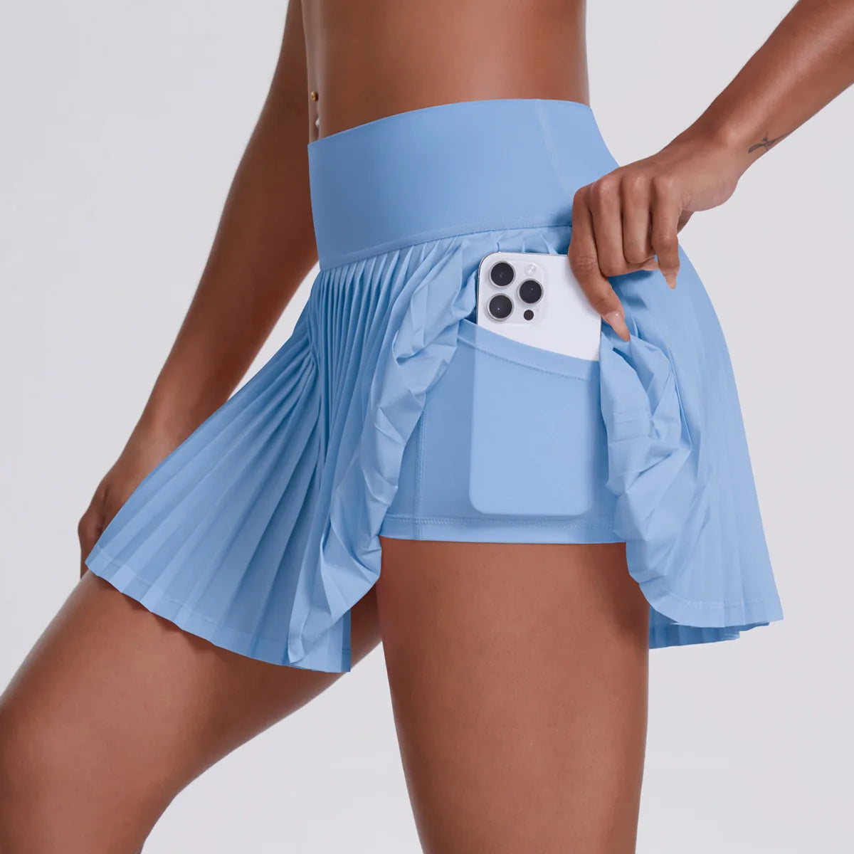 Caeruleus Women Sports Pleated Skirt With Shorts Inside