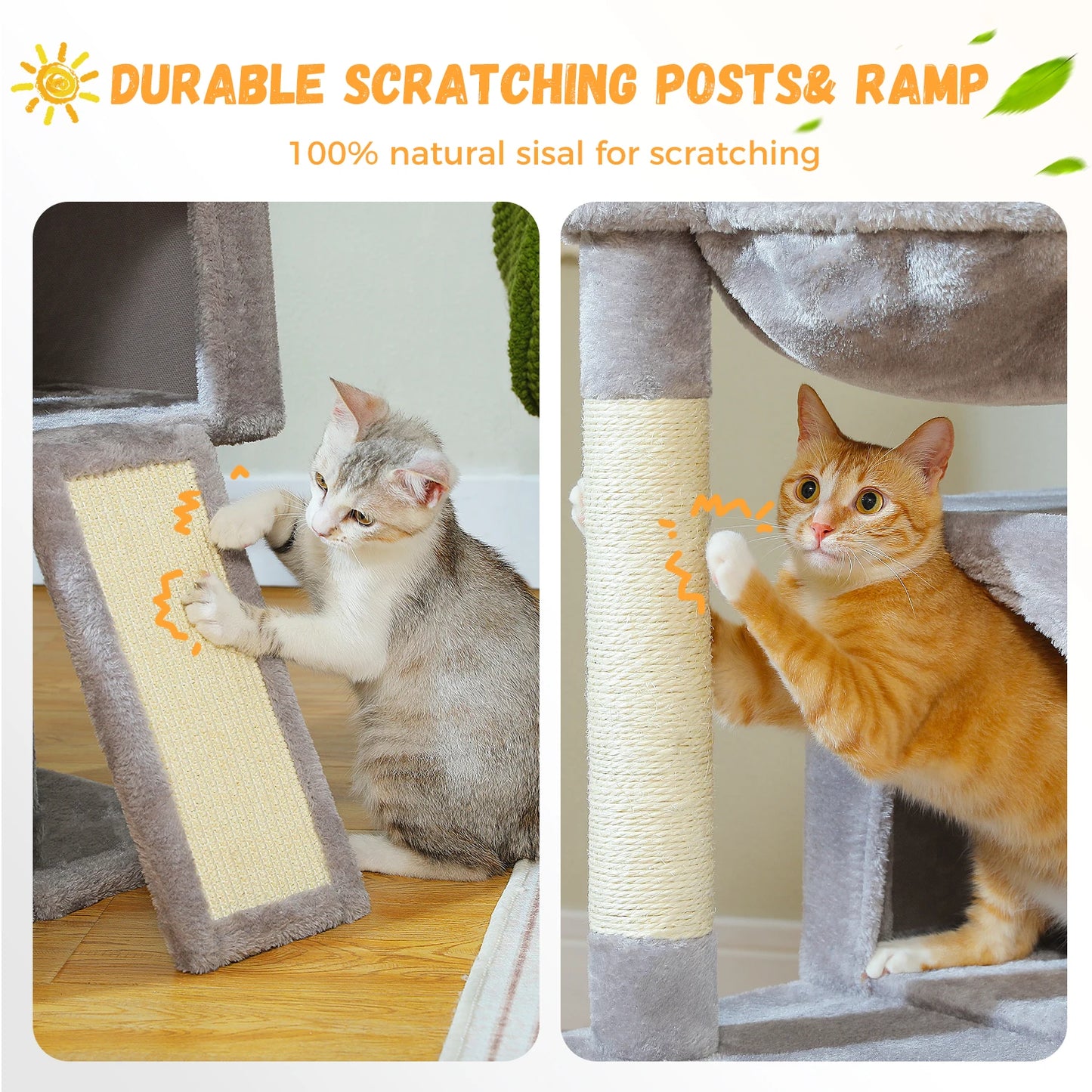 PEQULTICN Multi Level Cat Tower With Sisal Scratching