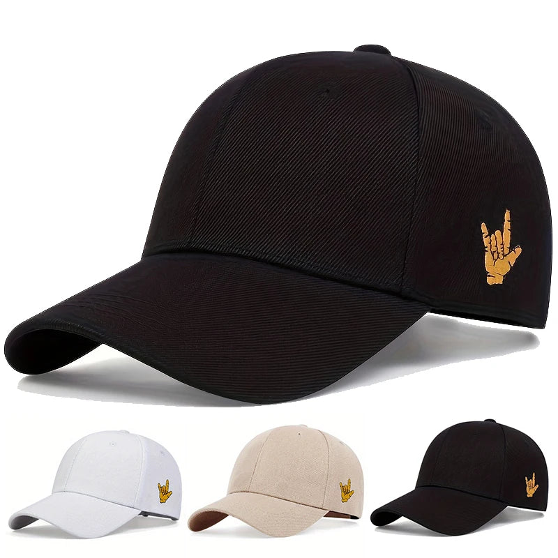 Unisex Finger Embroidery Baseball Cap Outdoor Adjustable Sun Hat Polyester