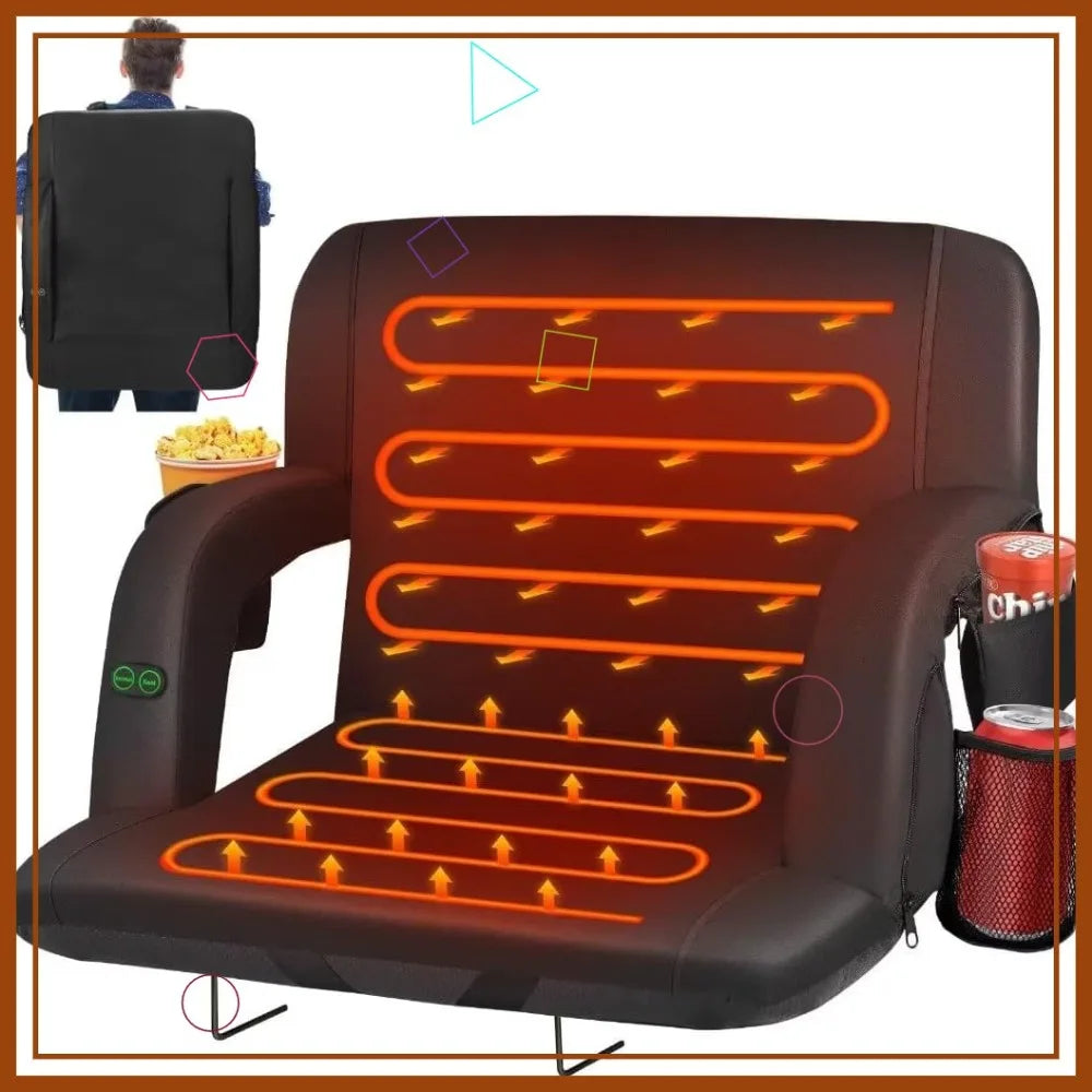 Dual Sided Heated Stadium Seat With Back Support For Bleachers