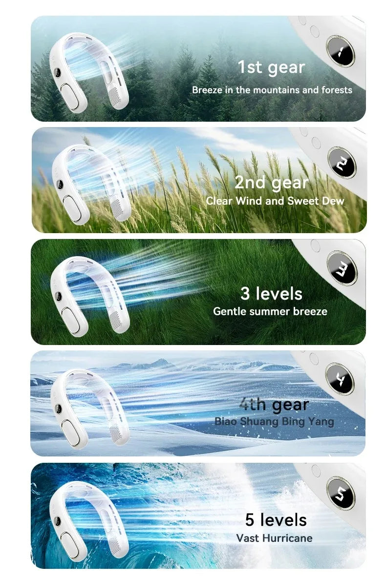 N90 Neck Fan Bladeless USB Rechargeable 5 Speed Portable