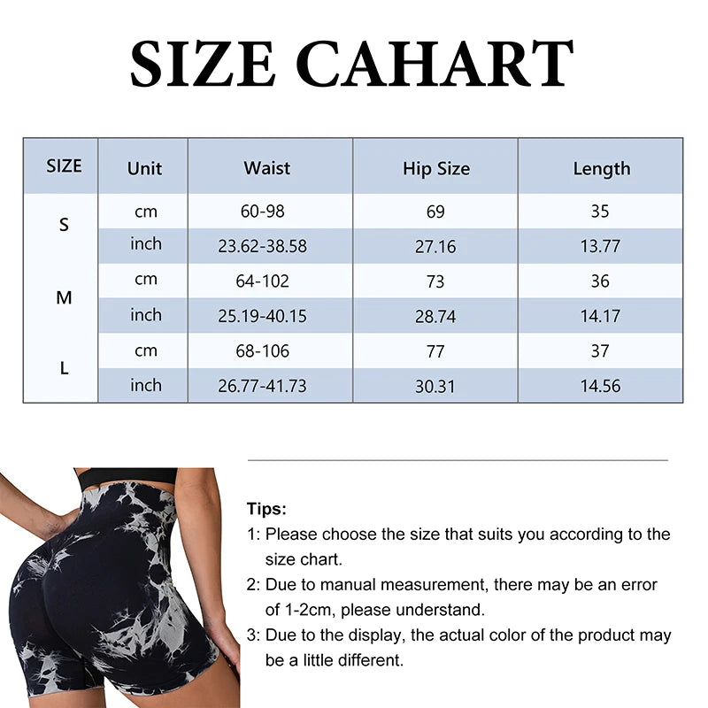 Tie Dye Yoga Shorts for Women High Elastic Gym Fitness