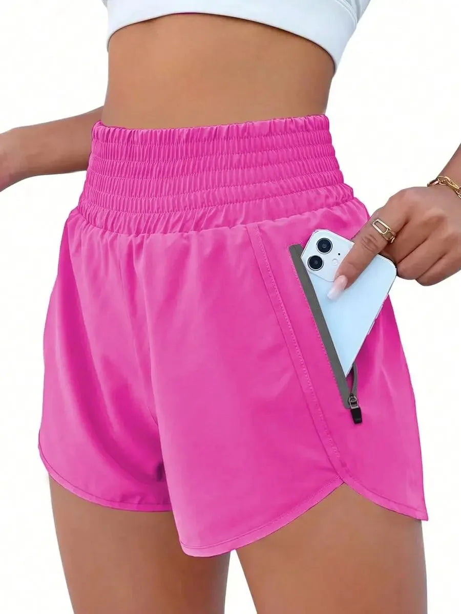 Womens High Waisted Yoga Shorts Built In Lining With Pockets