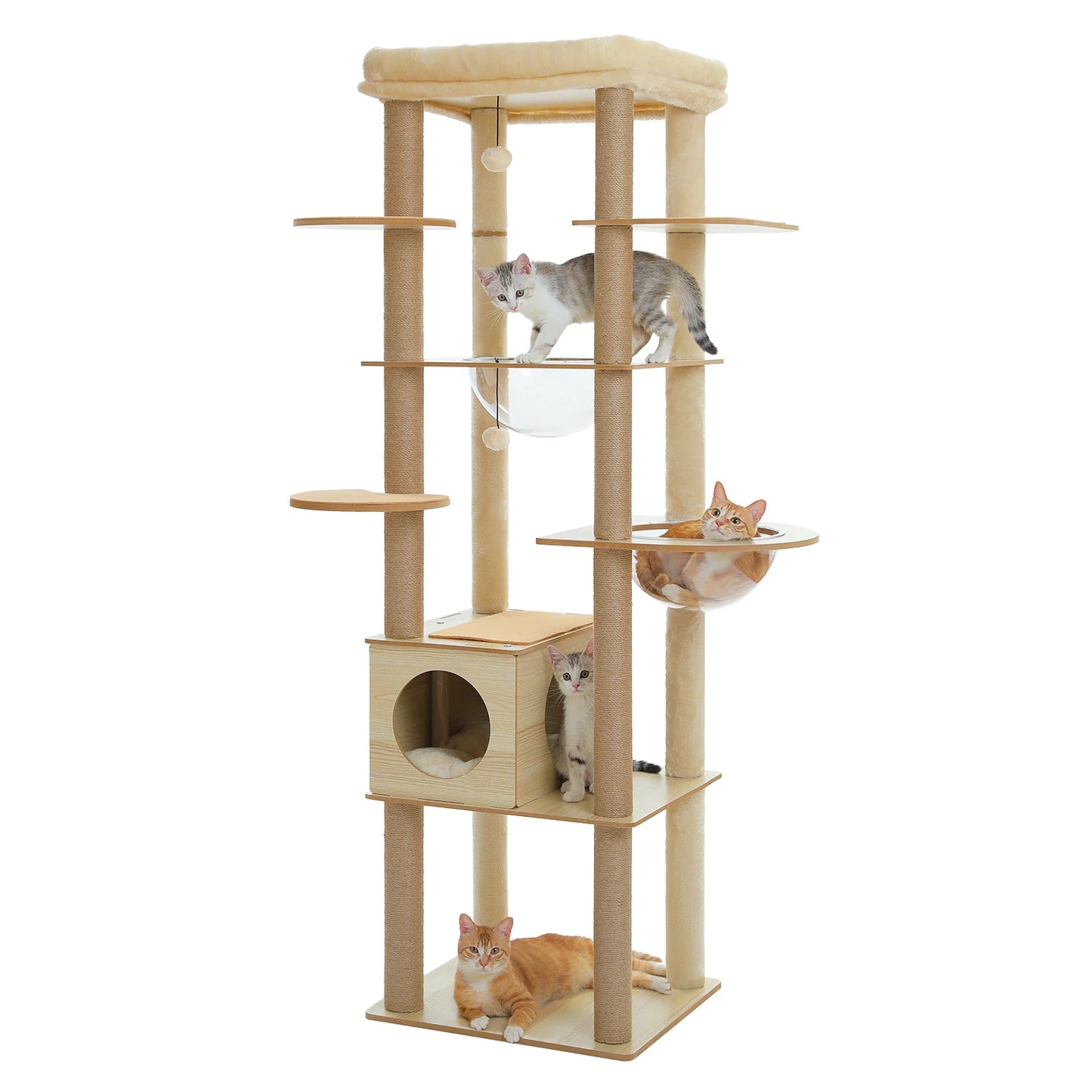 PAWZ Road Multi-Level Wood Cat Tree With Scratching Posts