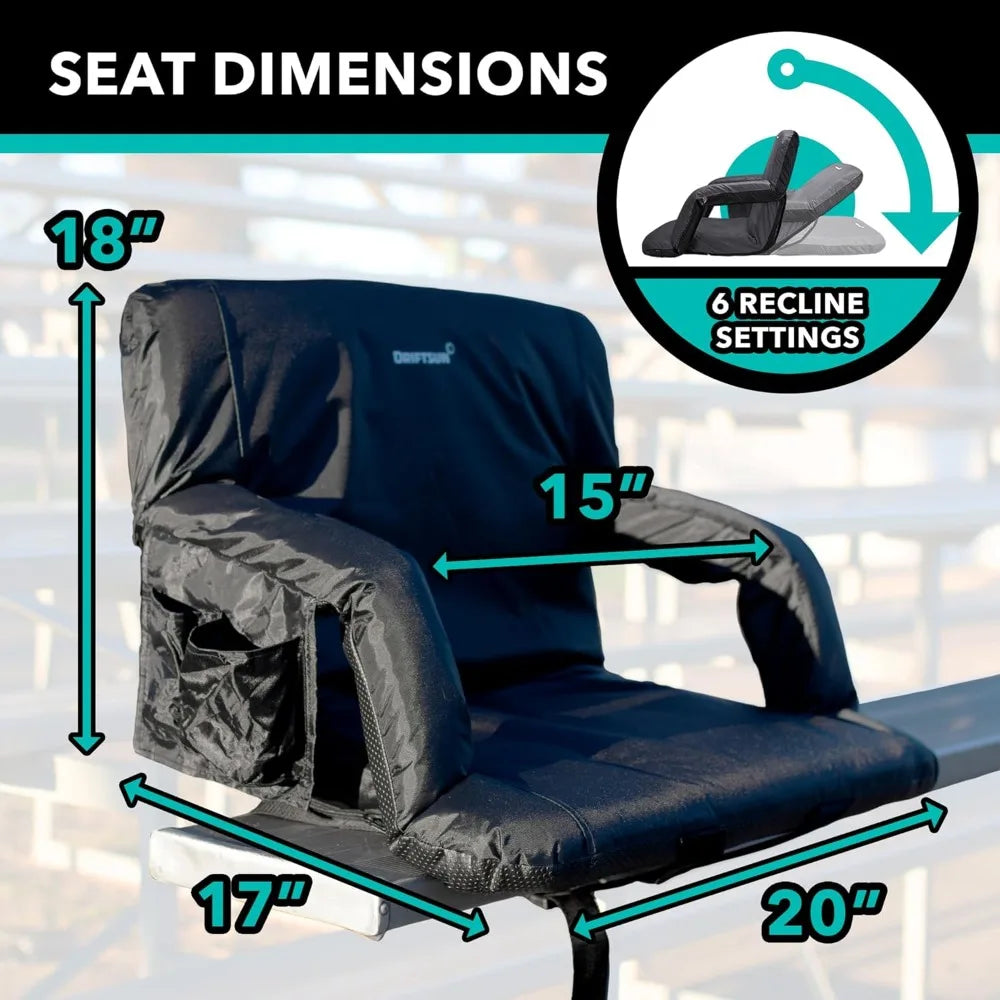 Foldable Stadium Seats 2 Pack With Back Support Waterproof Bleacher Chairs