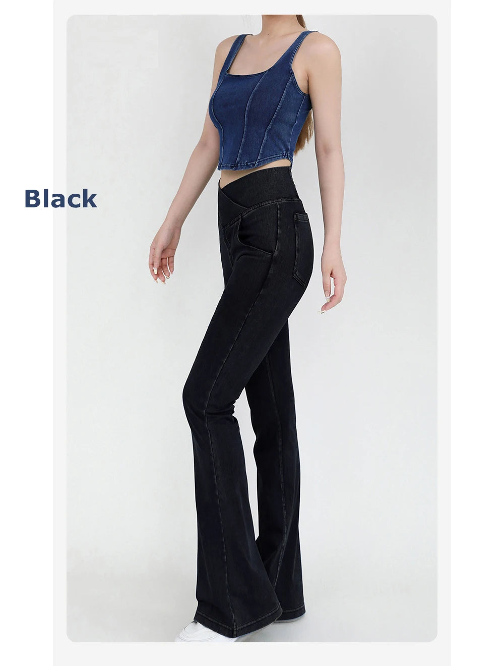 Casual Womens Jeans Bell Bottom High Waist Denim Activewear