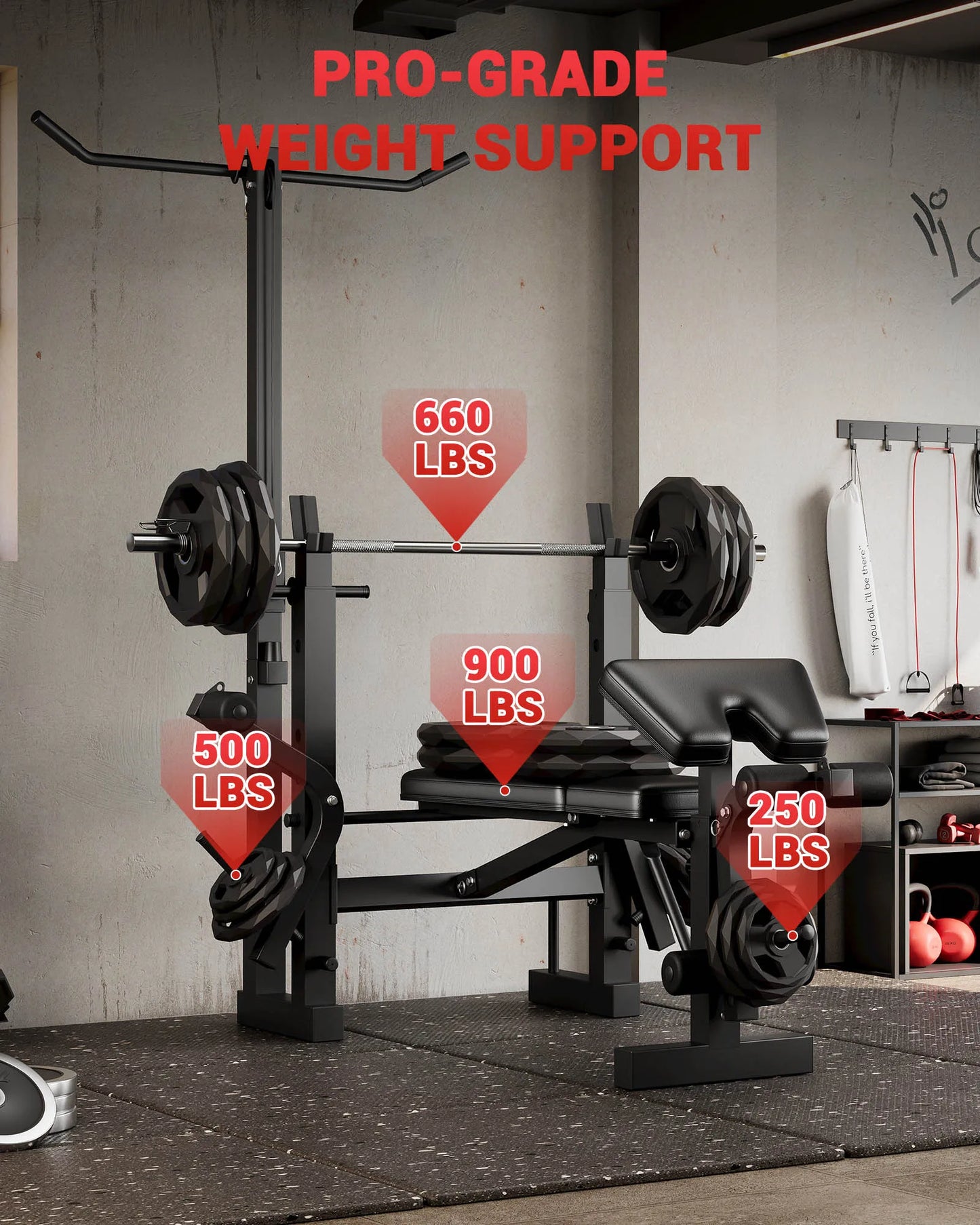 HiMISS Adjustable 4-in-1 Weight Bench With Leg Developer And Rack