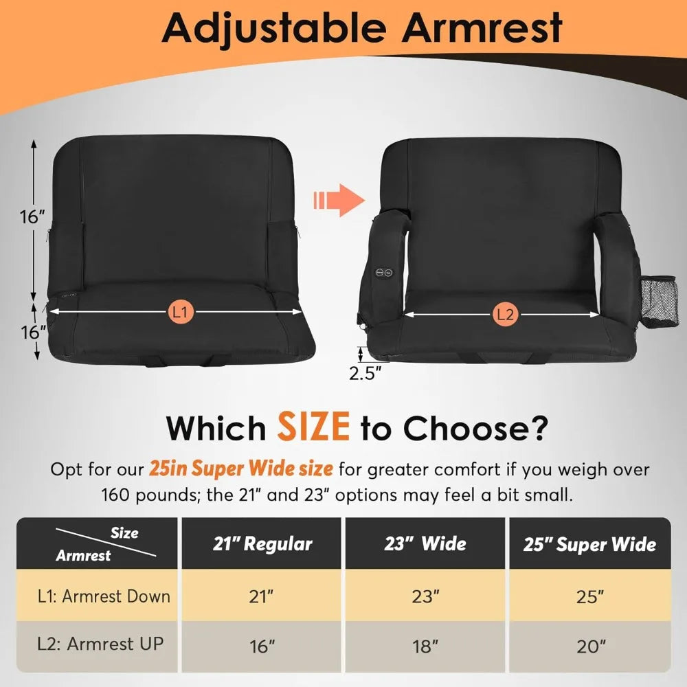 Dual Sided Heated Stadium Seat With Back Support For Bleachers