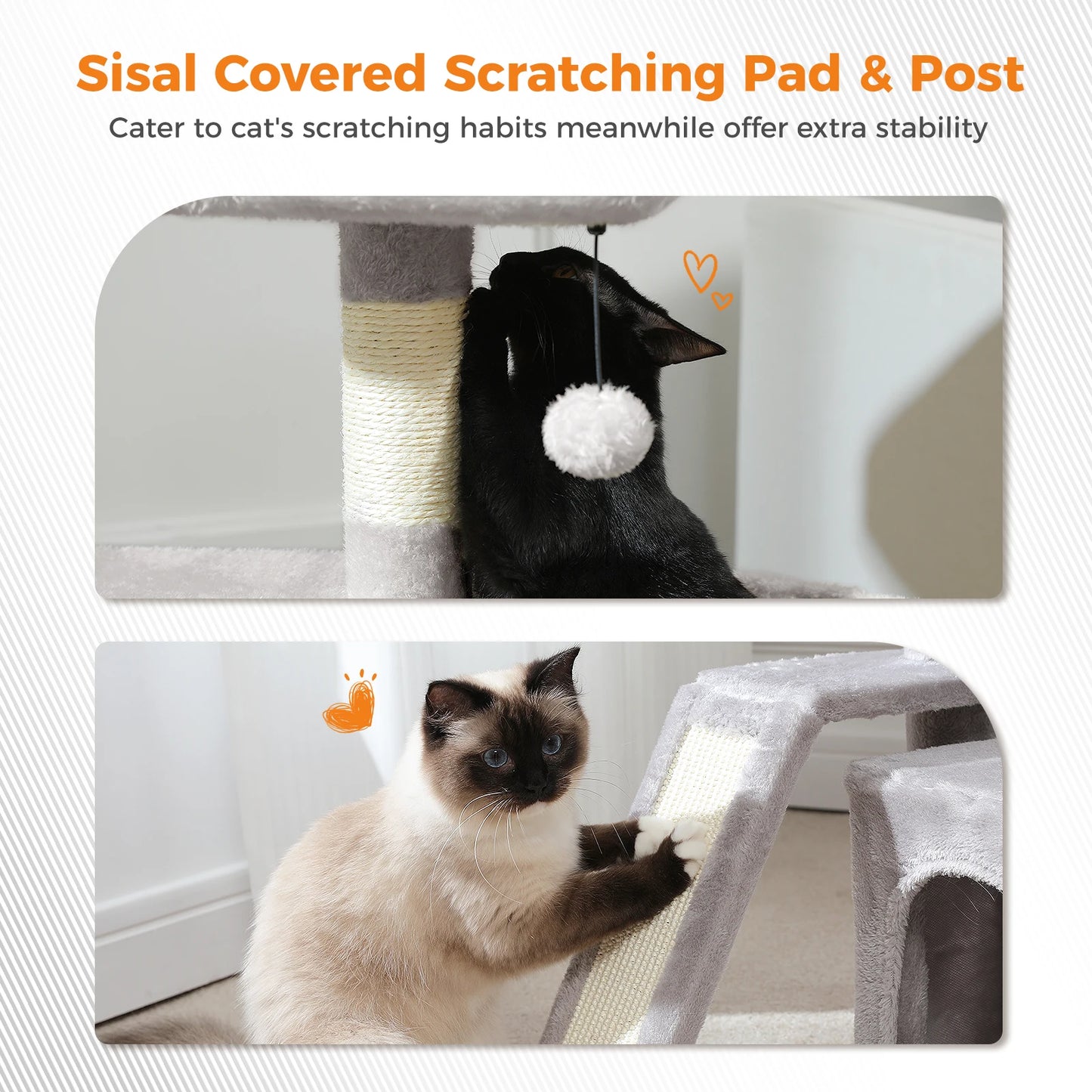 PAWZ Road Small Cat Tree Tower With Sisal Scratching Post