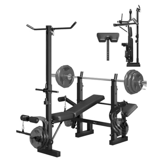 8 In 1 Weight Bench Set For Home Gym With Preacher Curl And Lat Pulldown