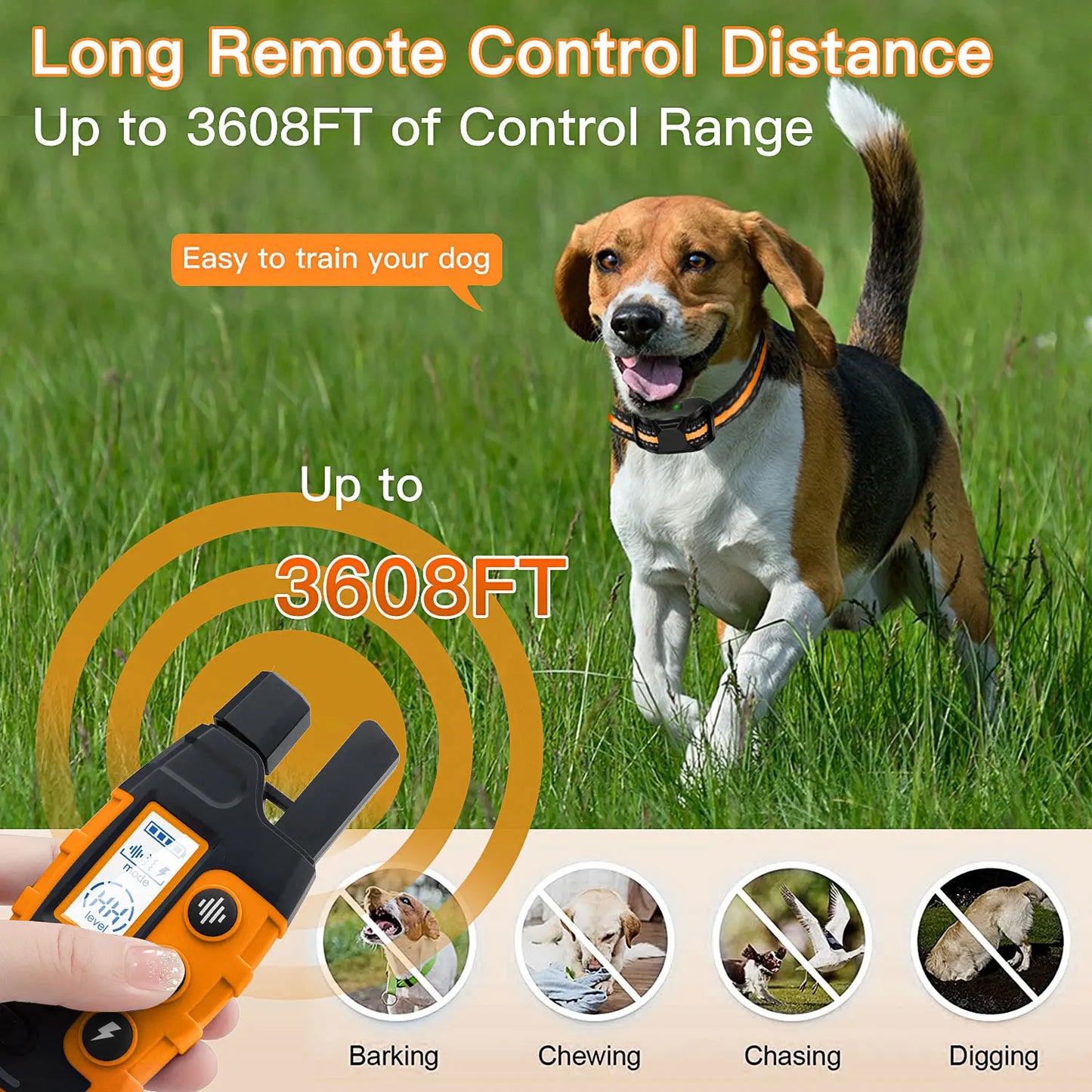 WXRPET 3300Ft Electric Dog Training Collar With Remote Shock Vibration Waterproof