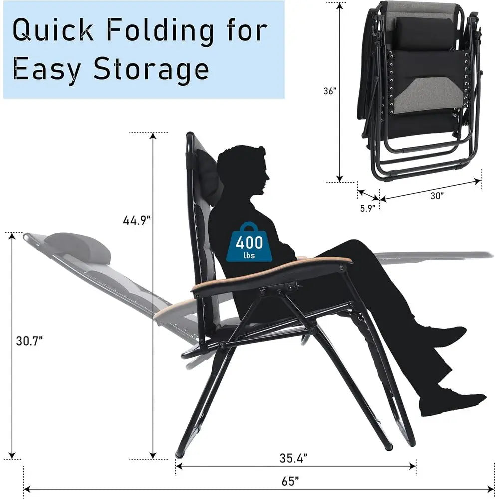 Zero Gravity Patio Recliner Chair With Cup Holder And Comfort