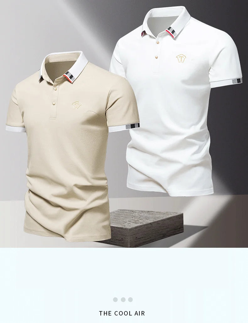 Lane JT Mens Pure Cotton Short Sleeve Polo Shirt Lapel