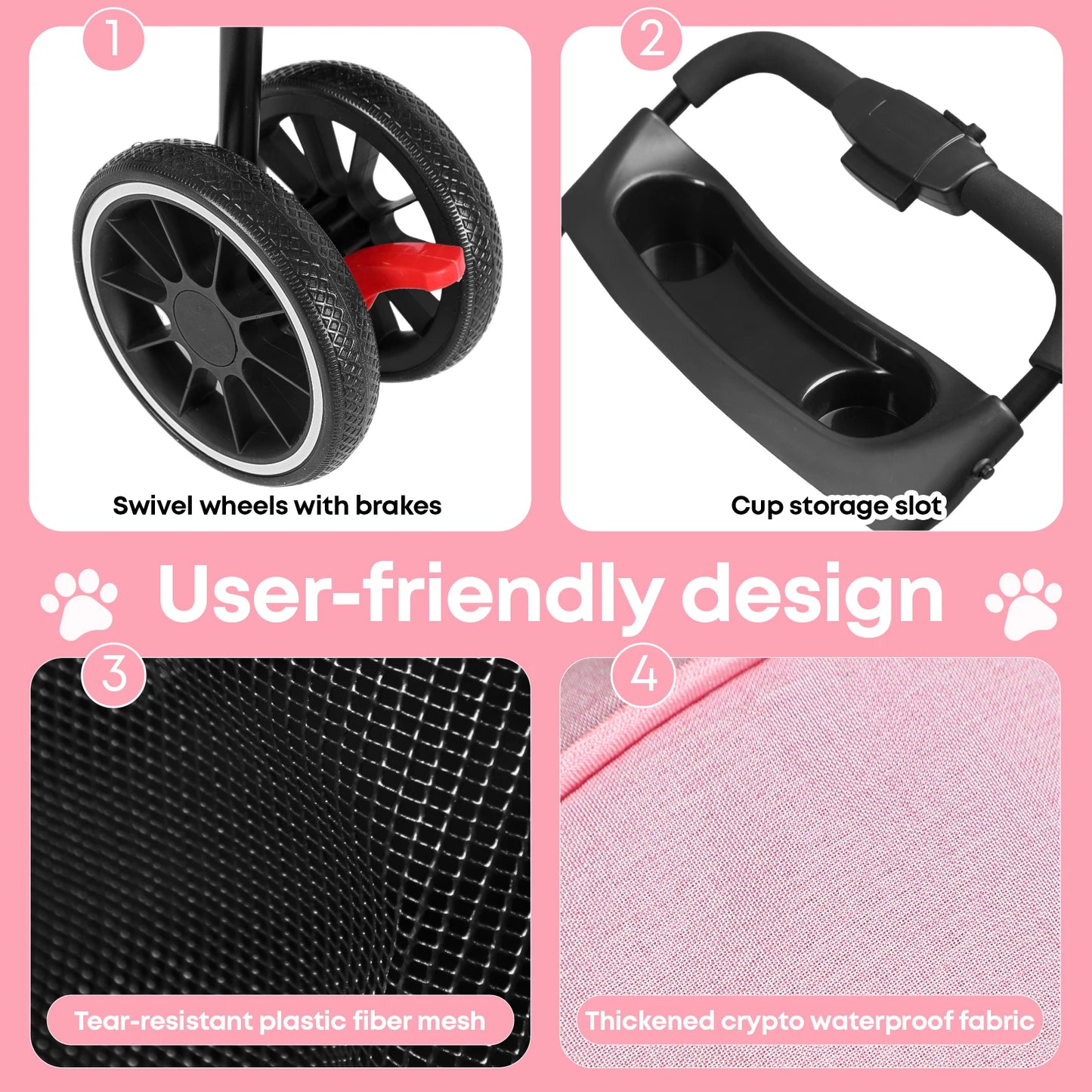 CHIHUAHUA Pet Stroller For Small Dogs And Cats Foldable Carrier