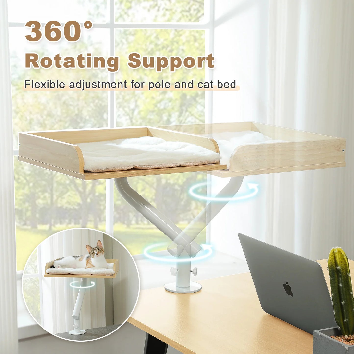 PAWZ Road Cat Desk Bed Rotatable Hammock Stand Indoor Cats