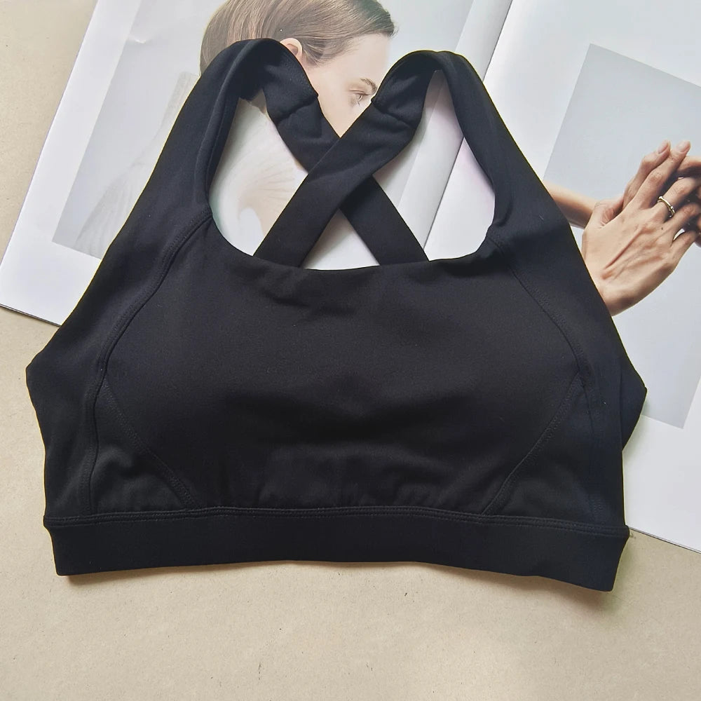 Cross Back Sports Bra Quick Dry Shock Absorbing For Yoga Running Fitness