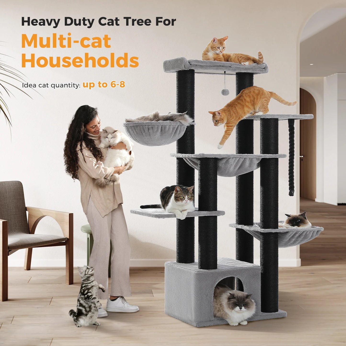 PAWZ Road Multi Level Cat Tree With Hammock And Sisal