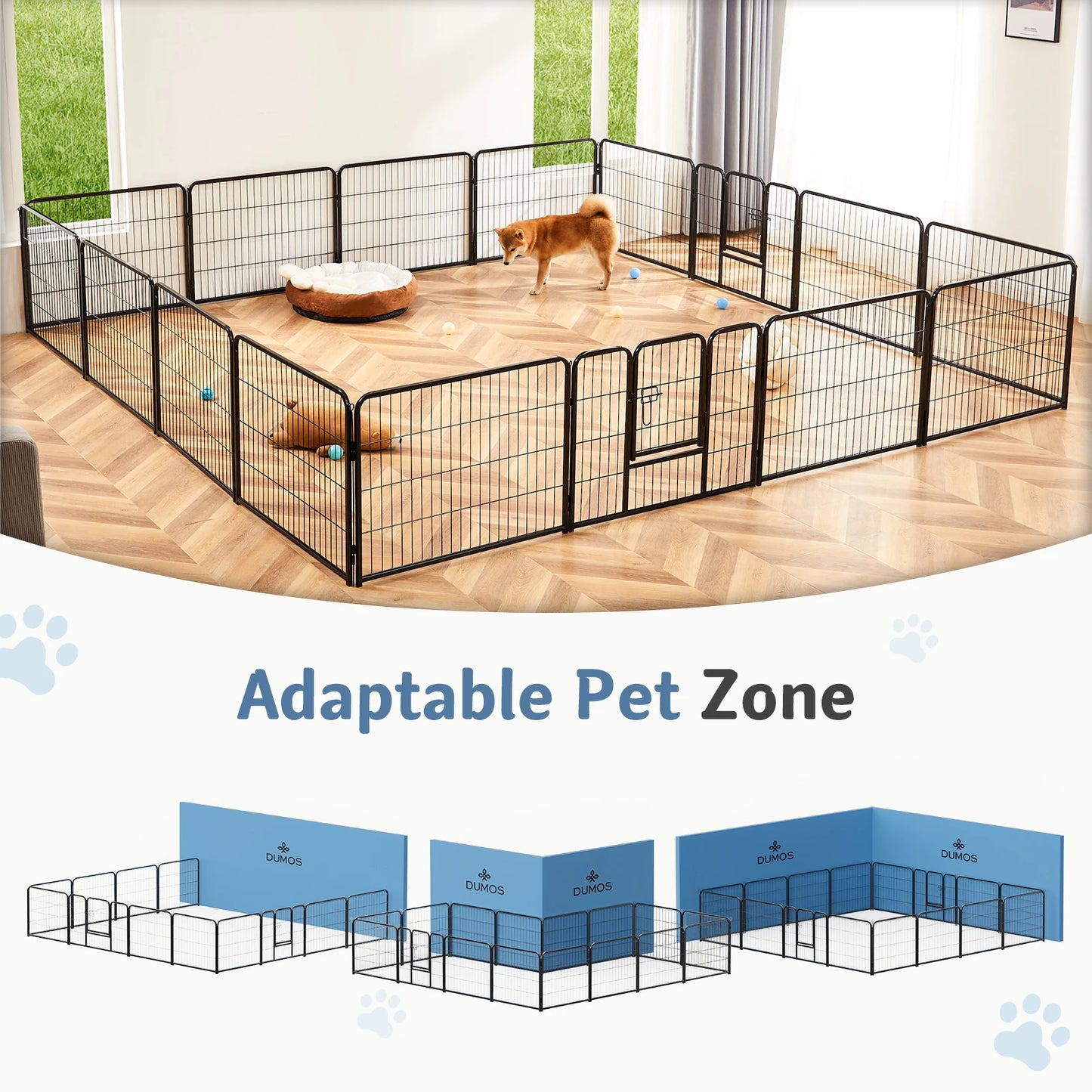 JHK Foldable 16 Panel Dog Playpen Metal Fence For Indoor And Outdoor Use
