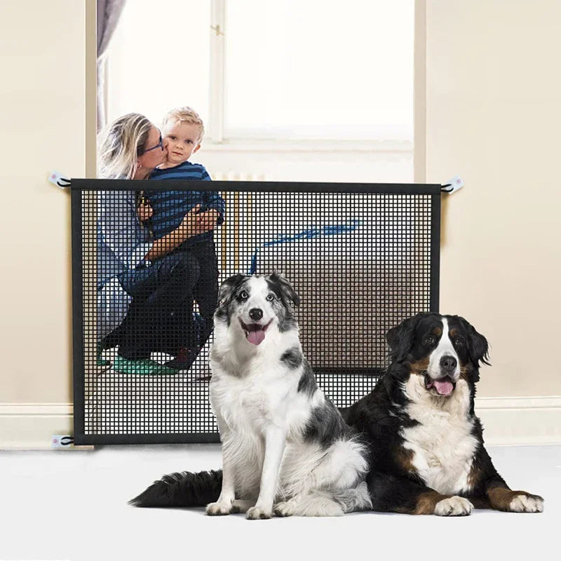 Foldable Mesh Dog Playpen Barrier Fence With 4 Hooks
