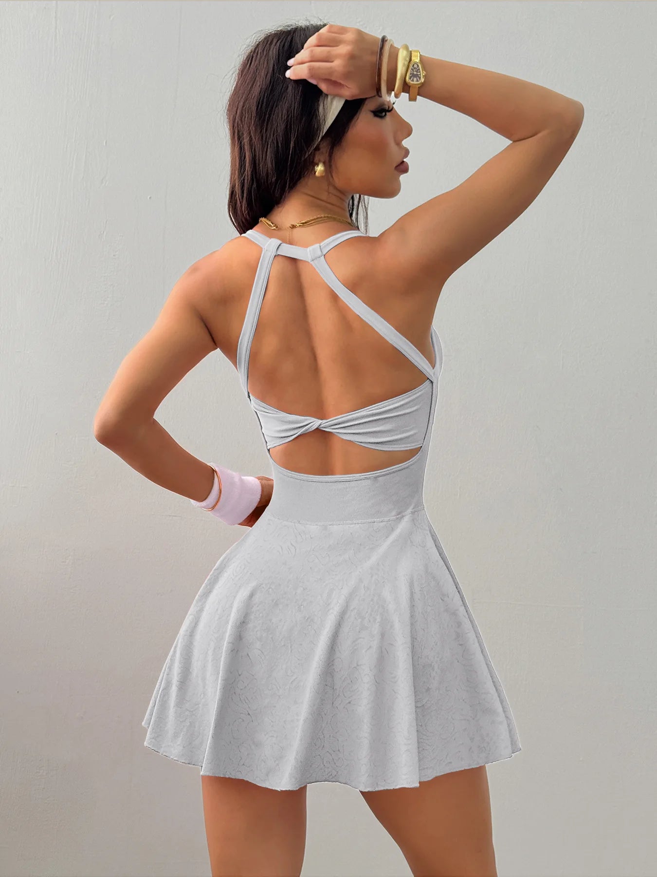 GUTASHYE Women Yoga Tennis Dress With Pockets Quick Dry Breathable
