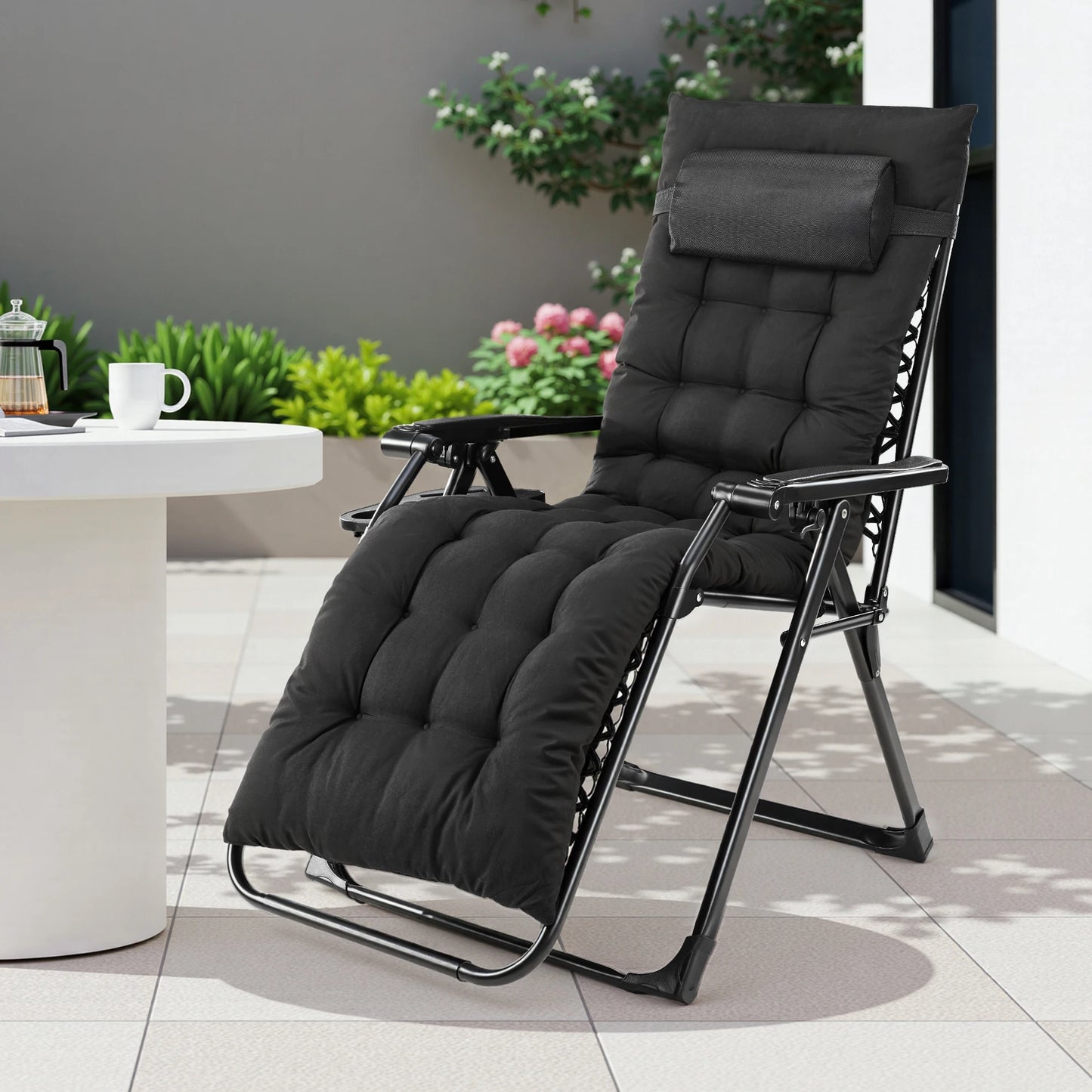JHK Oversized Zero Gravity Foldable Reclining Lounge Chair Cup Holder