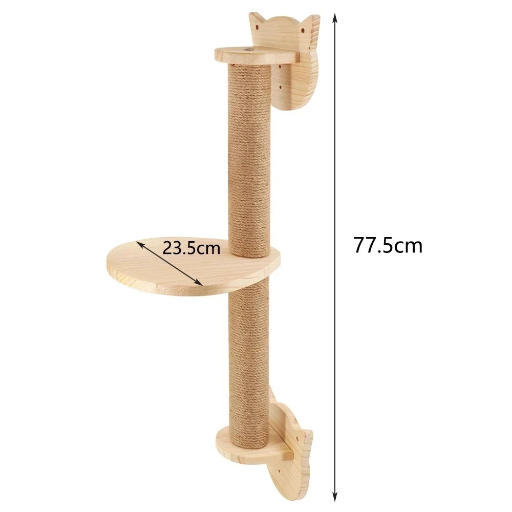 Qlfyuu Wooden Cat Climbing Shelf Wall Mounted Scratching Post