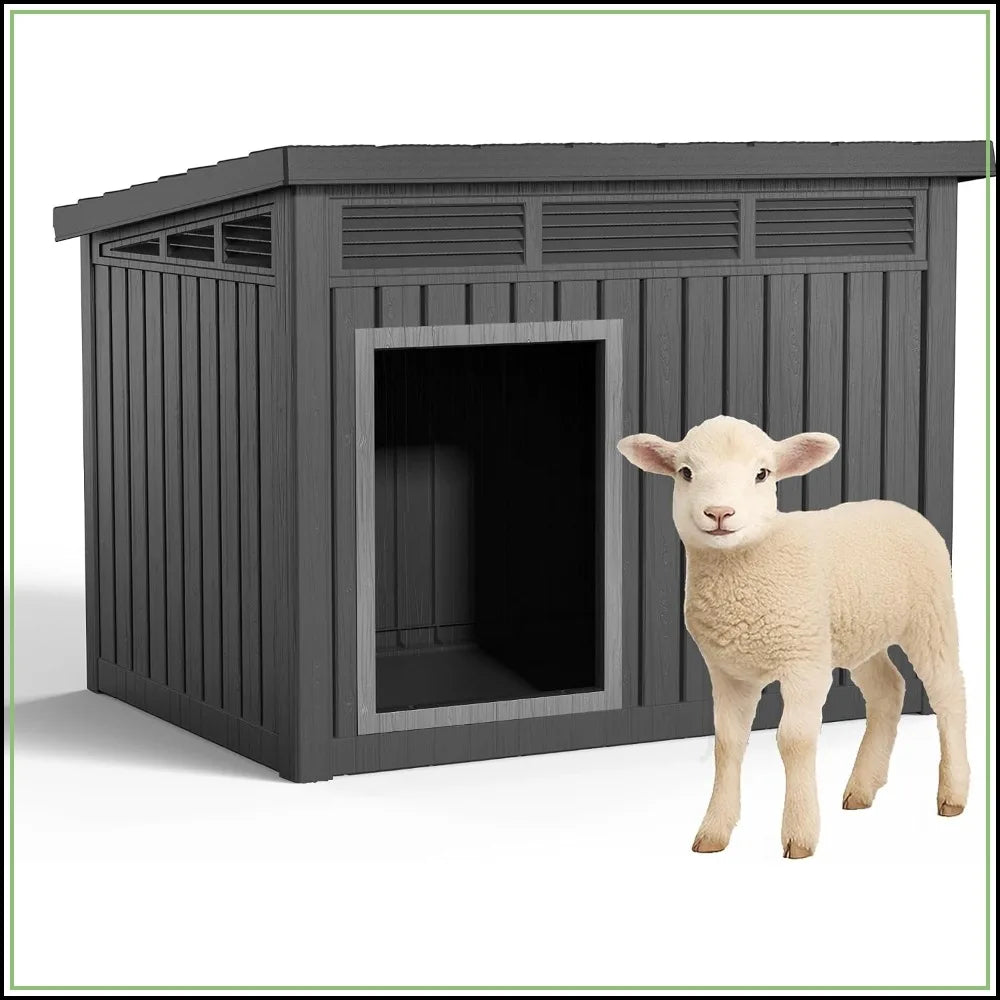 All Weather Resin Dog House Outdoor Kennel Backyard Farm Pasture