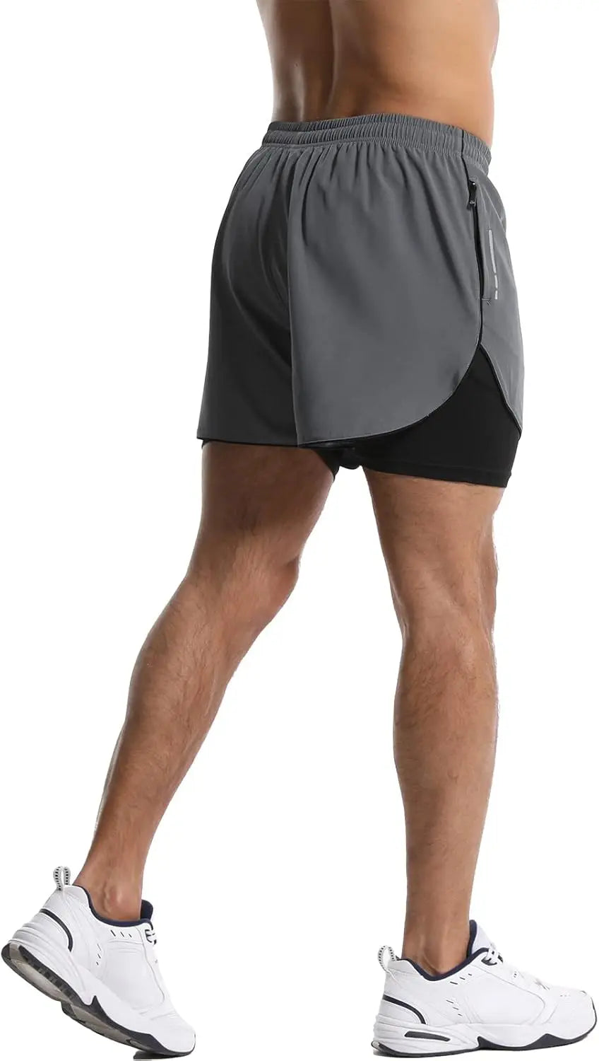 Men's Lightweight Ice Silk Quick-Dry Training Shorts With Zipper Pockets