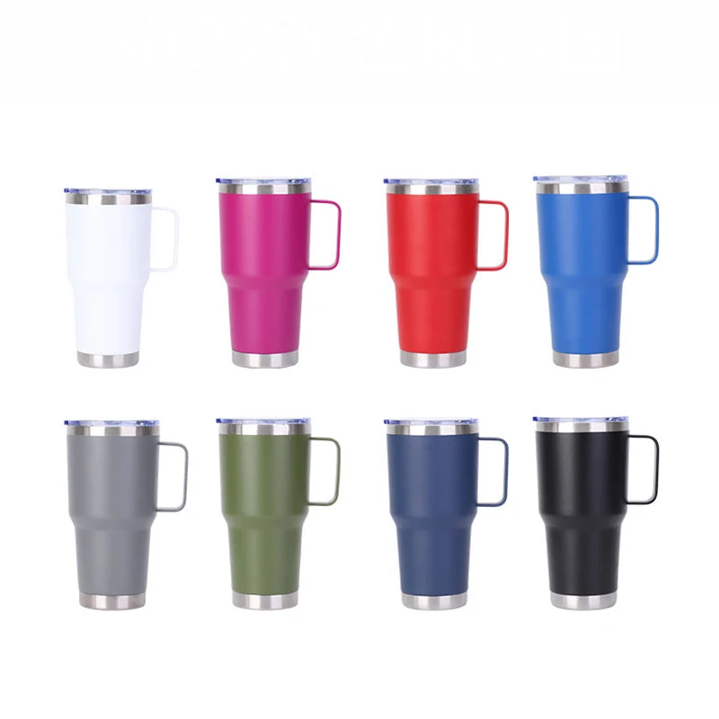 Stainless Steel Car Thermos Bottle With Handle Lid