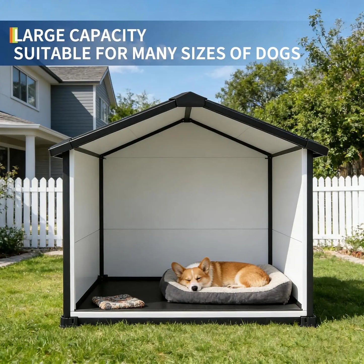 HiMISS Waterproof Indoor Outdoor Dog House With Removable Roof
