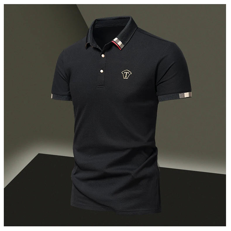 Lane JT Mens Pure Cotton Short Sleeve Polo Shirt Lapel