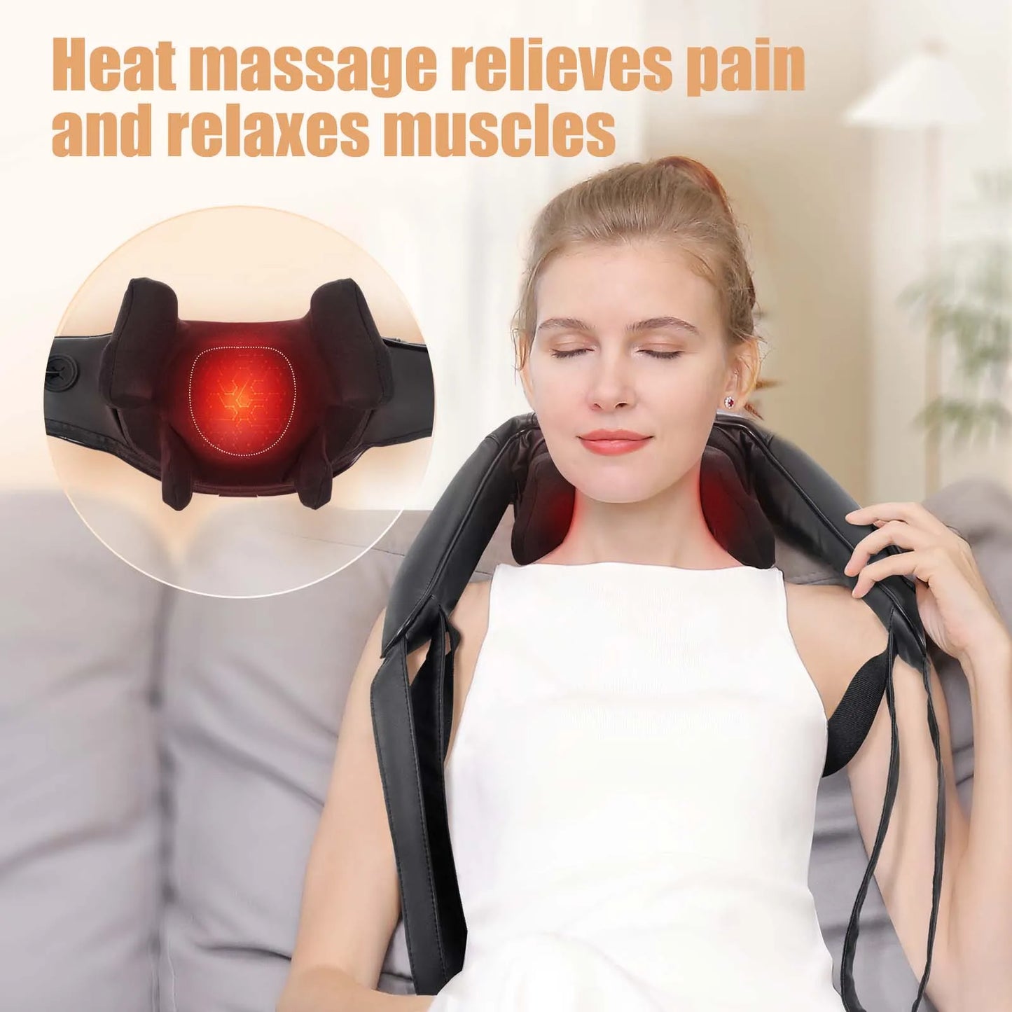 MASGREE Shiatsu Cordless Back Neck Shoulder Massager With Heat