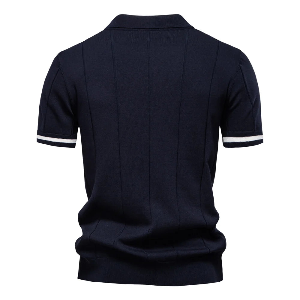 AIOPESON Mens Zipper Polo Shirt Slim Fit Sport Office Wear