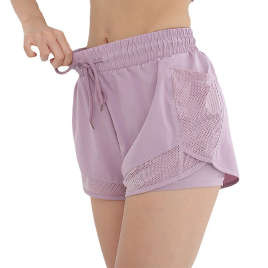Women 2 In 1 Running Shorts With Breathable Mesh Liner
