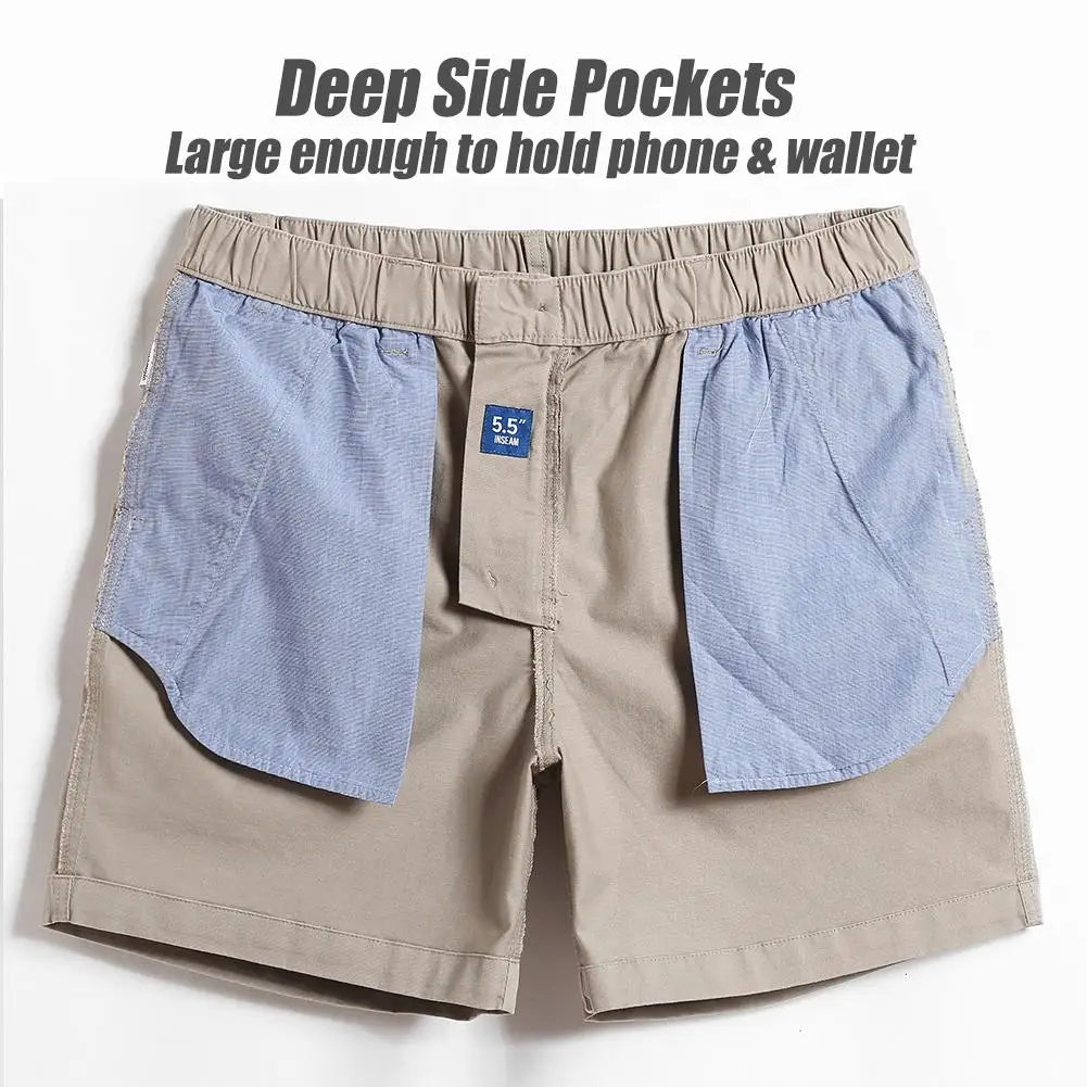 Men's Cotton Mesh Swim Trunks With Zipper Pockets Comfort Fit