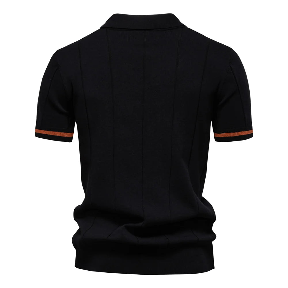 AIOPESON Mens Zipper Polo Shirt Slim Fit Sport Office Wear